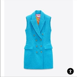 NWT Zara Textured Tweed Vest Waistcoat Blazer Dress XL
